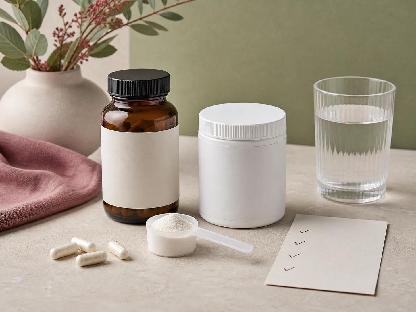 Unbranded inositol powder and capsules arranged for an independent formula, quality and value comparison.