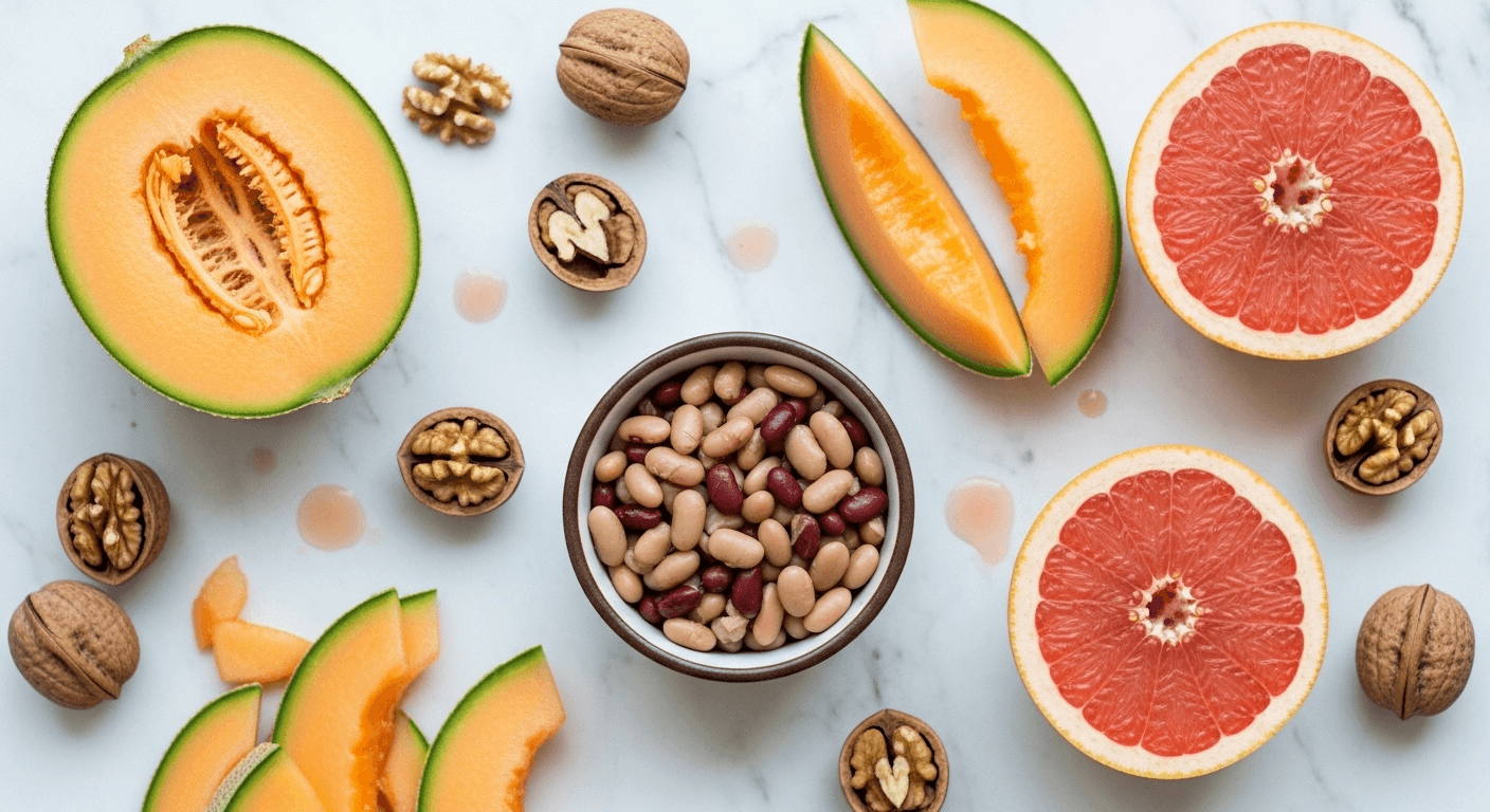 Fruit, grains and nuts illustrated as dietary sources of inositol